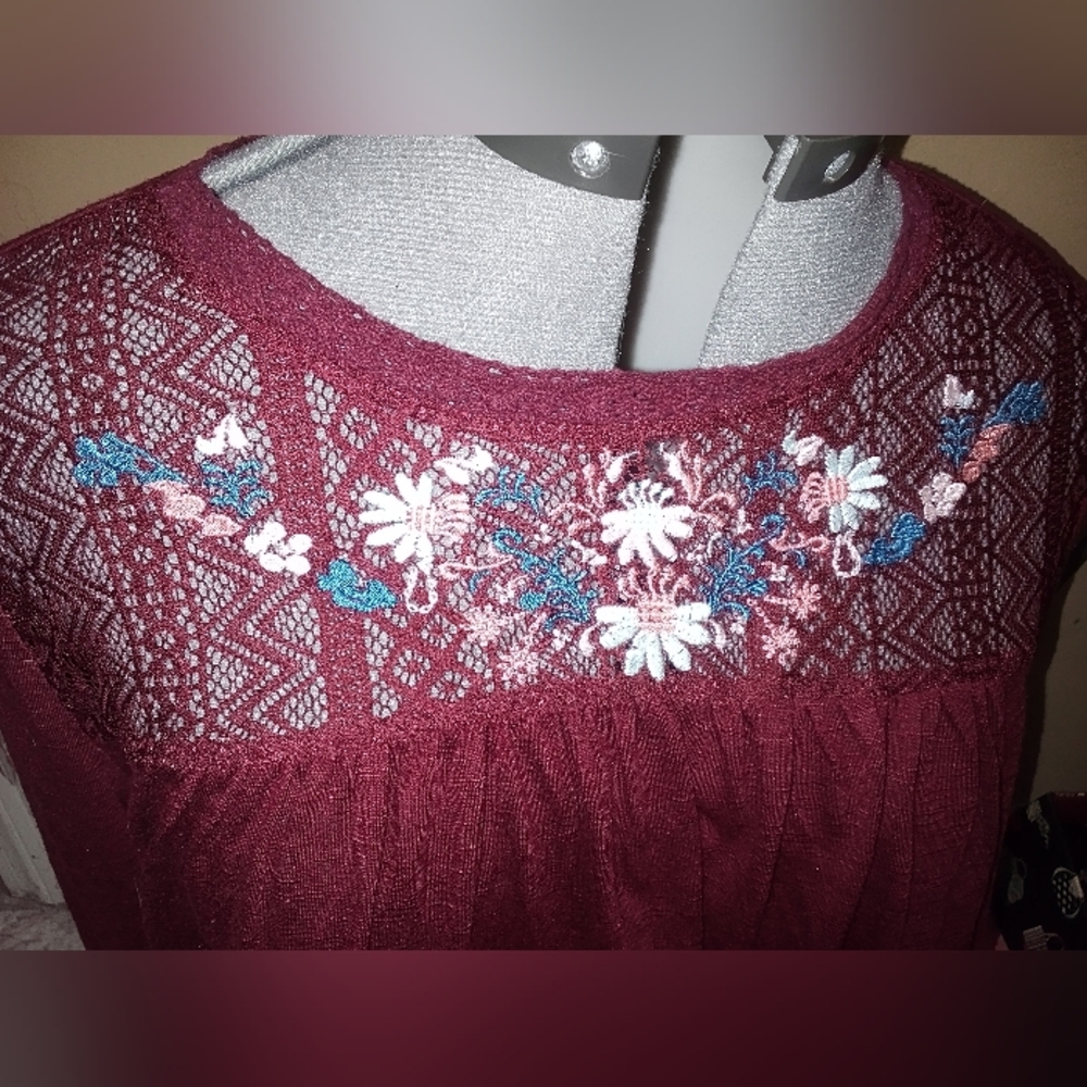 Embroidered Lace Top with Bell Like Sleeves